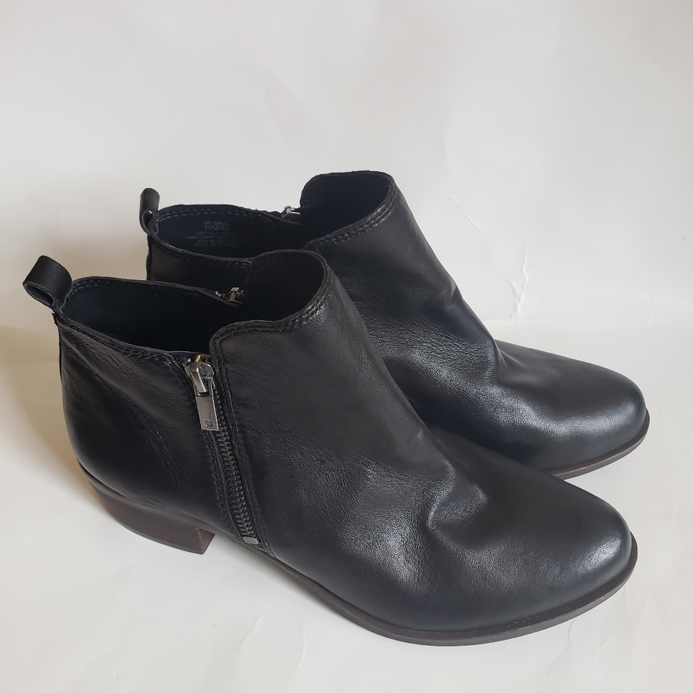 Lucky Brand Basel Black Leather Ankle Boots
